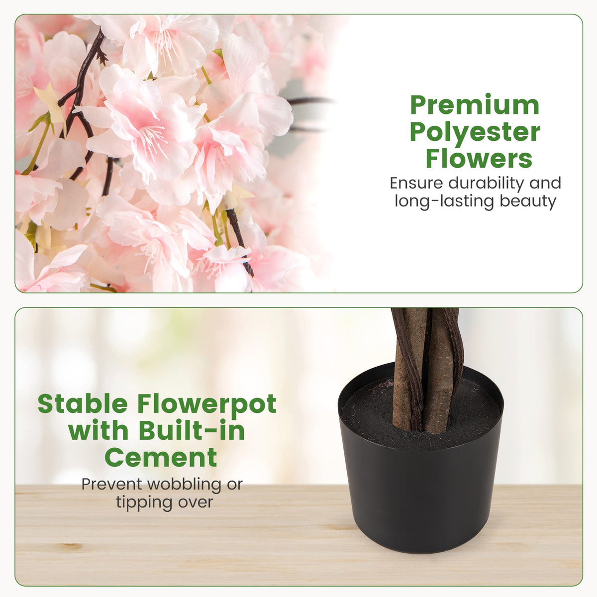 5.5 FT Tall Artificial Cherry Blossom Tree with Pink/White Flowers 1 Pack