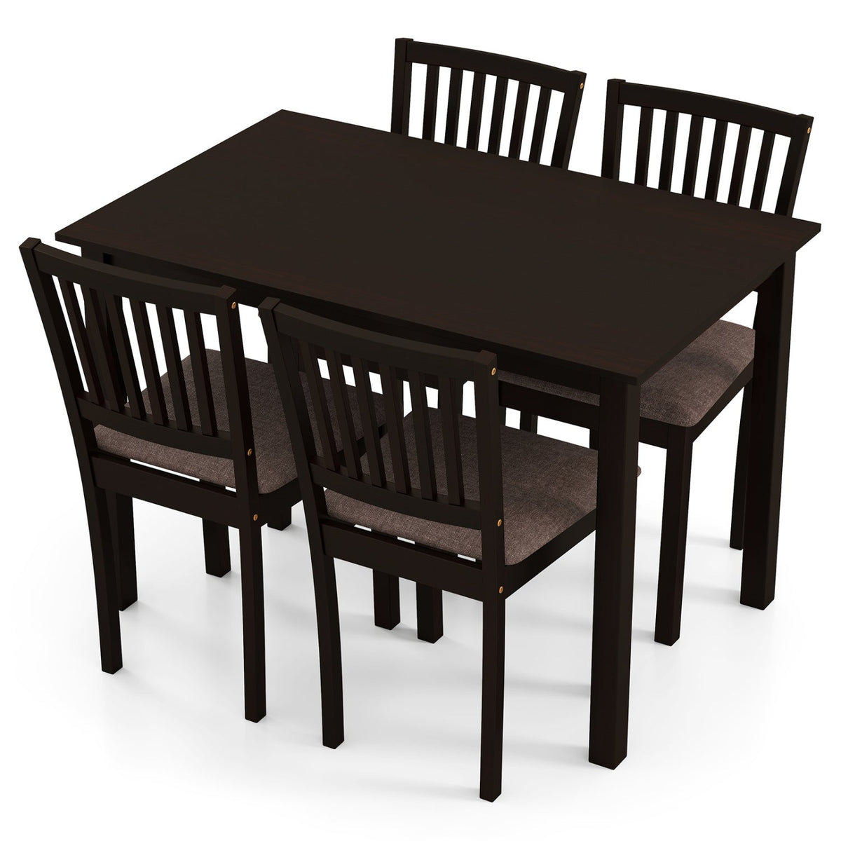 5-Piece Dining Table Set for 4 Rectangular Kitchen Table with 4 Upholstered Chairs