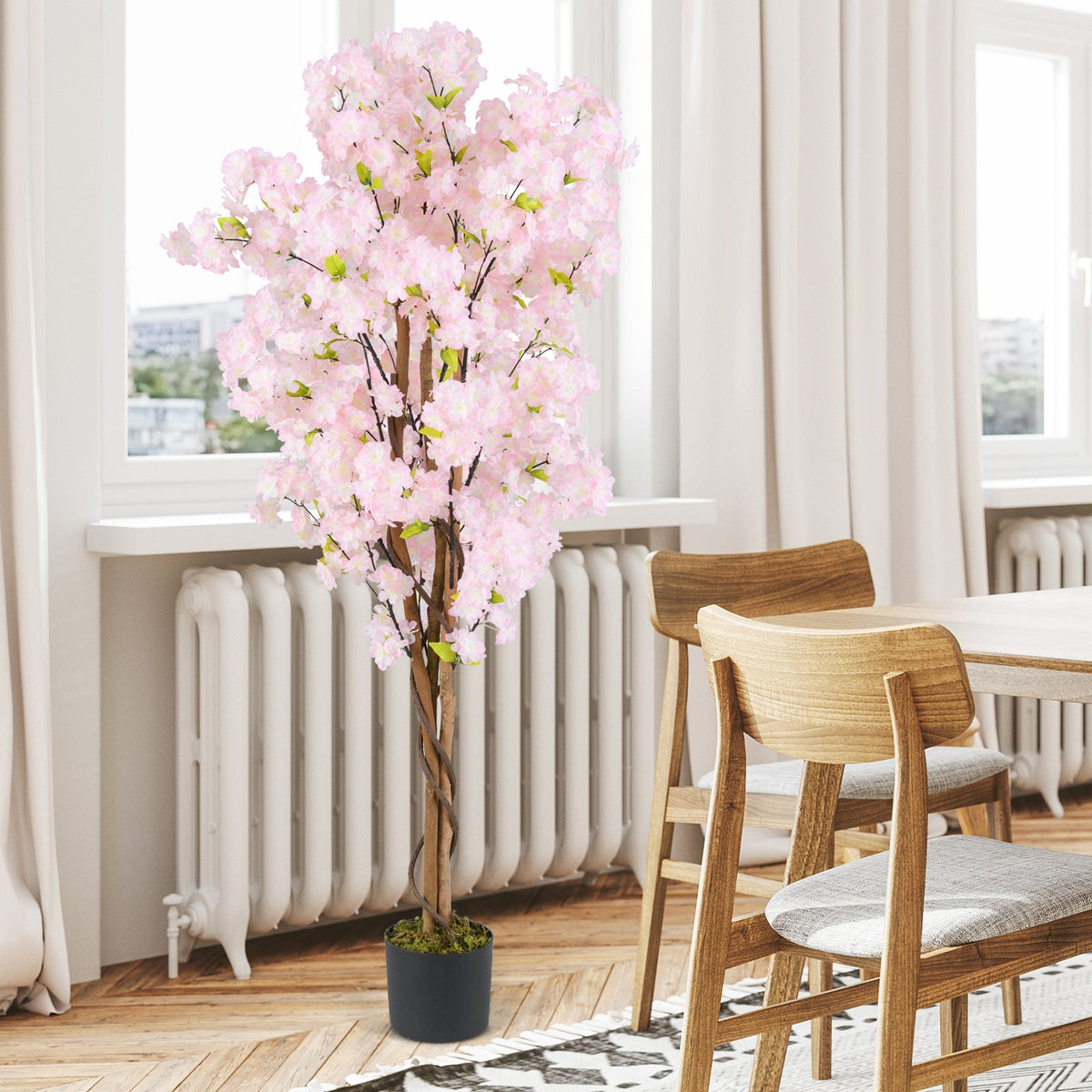 5 FT Tall Artificial Cherry Blossom Tree with Pink Flowers
