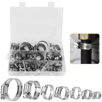 60-Pieces: Hose Clamp Stainless Steel Adjustable Worm Gear
