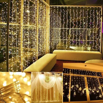 600 LED 9.8 x 19.6 FT. LED Curtain Lights with 8 Light Modes and Memory Function