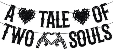 LOVELY BITON A Tale of Two Souls Halloween Wedding Banner Black Paper