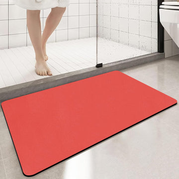 PROOVEELLY Diatomaceous Earth Bath Mat Non Slip Quick Dry Red 15.7x35.4