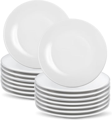 16 Pcs Porcelain Dessert Plates,6 inch White Appetizer Plates,Round Small White Plates,Small Plates for Appetizers,Ceramic Dessert Plate for Cake Snacks,Microwave Oven and Dishwasher Safe