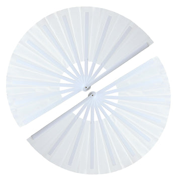 GeGeYa 13inch Large Rave Popping Hand Fans Foldable White 2 Packs