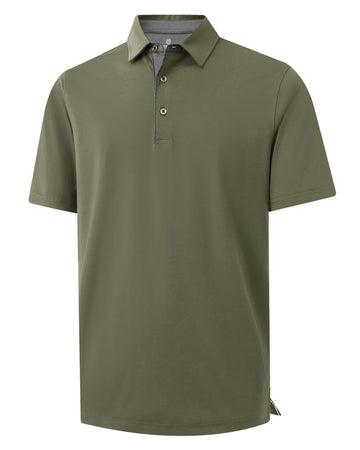 VEBOON Men's Short Sleeve Cotton Blend Polo Shirt Army Green Size XX-Large