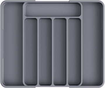 Kitsure Adjustable Cutlery Drawer Organizer Tray Grey 12.13x1.54x8.07-13.9"