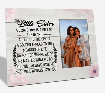 HALUOSI Little Sister Tabletop Picture Frame Plaque 10x8 White Rustic