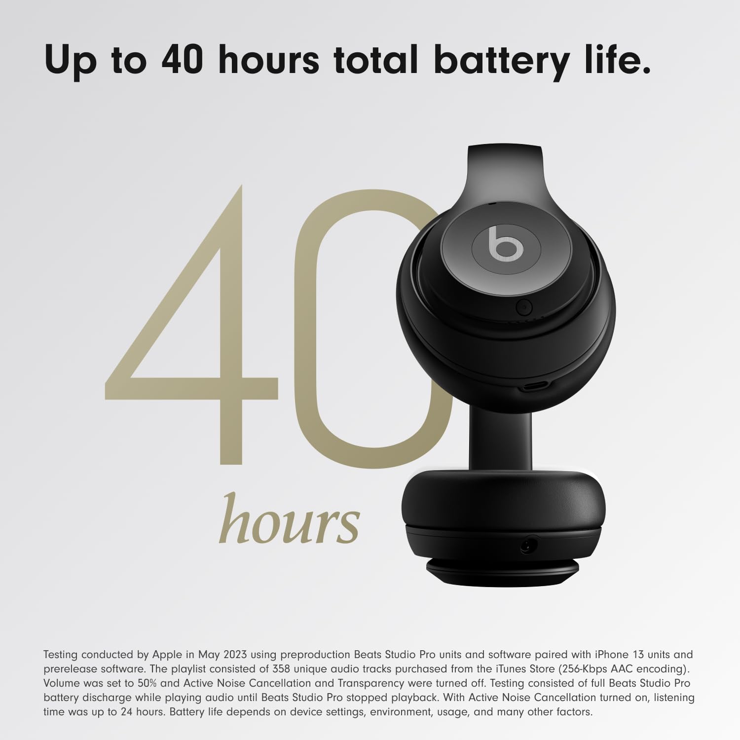 Beats Studio Pro Premium Wireless Over-Ear Headphones- Up to 40-Hour Battery Life, Active Noise Cancelling, Great for Travel & Commuting, USB-C Lossless Audio, Apple & Android Compatible -Black (Refurbished)