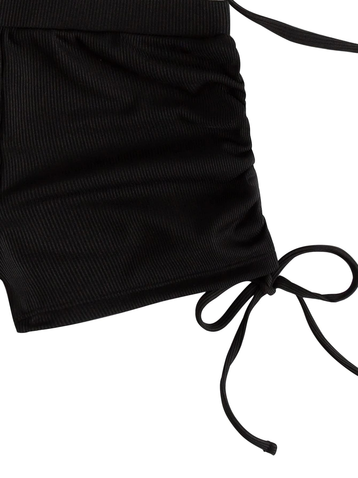 Tumhug Women's High Waist Bikini Set Crop Top Boy Shorts Black Size L