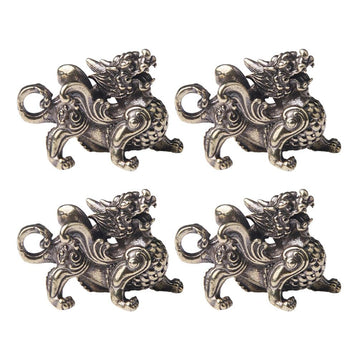FAVOMOTO Retro Car Keychain Set 4Pcs Golden Brass Feng Shui Dragon Shape