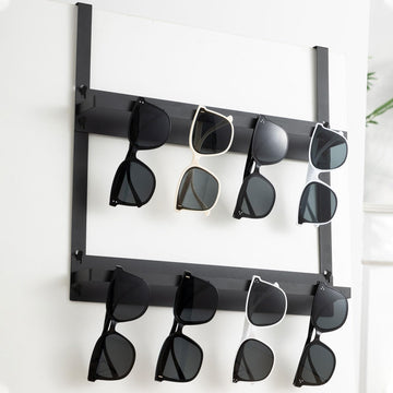 LemonRoad Over Door Sunglasses Organizer 2-Layer Metal Holder Black