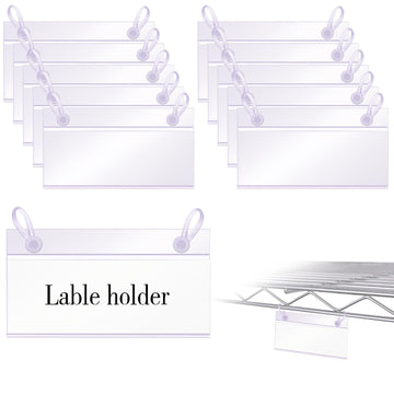 Snap-On Label Holders for Wire Baskets, 1.4 Inch Height, Clear (40 Count)