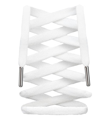 LitLaces - Premium Flat Cotton Shoe Laces Replacement for Air Jordan Nike Dunk Air Force 1 Converse & Casual Shoes (White/Silver 72")