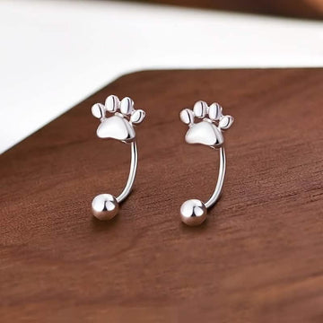 Sterling Silver Cat Paw Earrings – Screw-Back Studs, Elegant & Simple