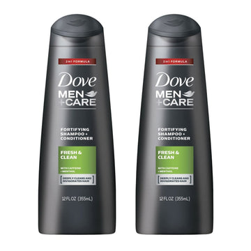 Dove Men+Care Fortifying 2 in 1 Shampoo and Conditioner Fresh and Clean for Normal to Oily Hair with Caffeine and Menthol to Help Strengthen & Nourish Hair 12 fl oz Pack of 2