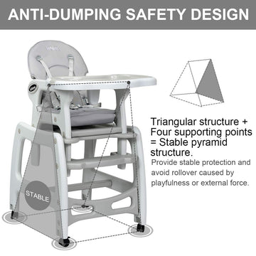 3-in-1 Baby High Chair with Lockable Universal Wheels