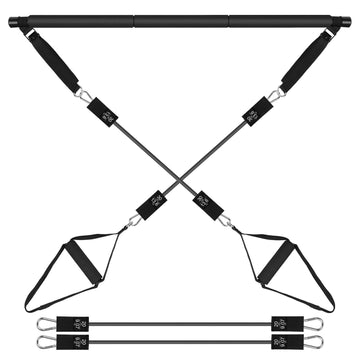 Pilates Bar Kit with 100LBS Resistance Bands Multifunctional Pilates Yoga Toning Bar Full Body Exercise Equipment Set for Beginners Intermediates Prof