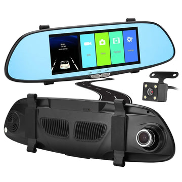 7'' HD 1080P Car DVR Dual Lens Camera Vehicle Rearview Mirror Dash Cam Recorder