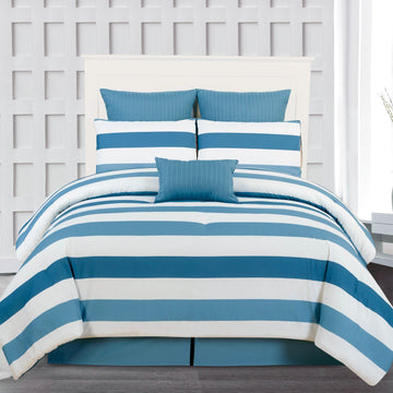 7-Piece: Cabana Stripe Reversible Hypoallergenic Comforter Set