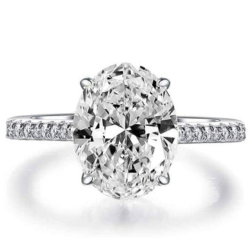 7.00 CTTW Oval Cut Engagement Ring in White Gold