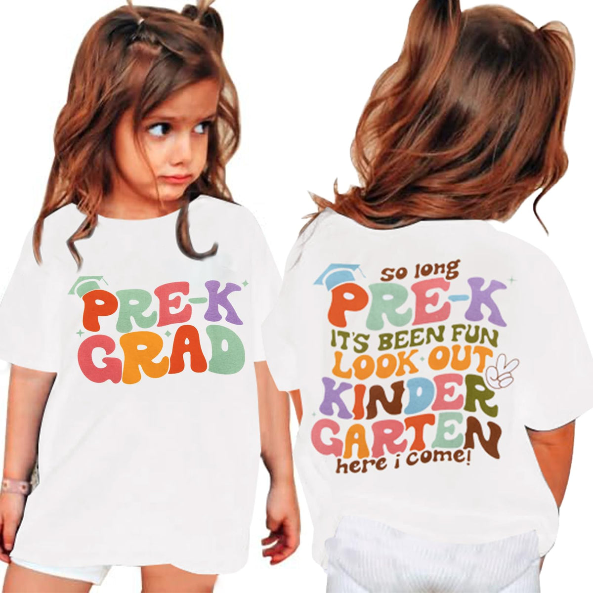 BANGELY Pre-K Graduation Shirt Toddler Kids Last Day School 2026 White Size 4-5T
