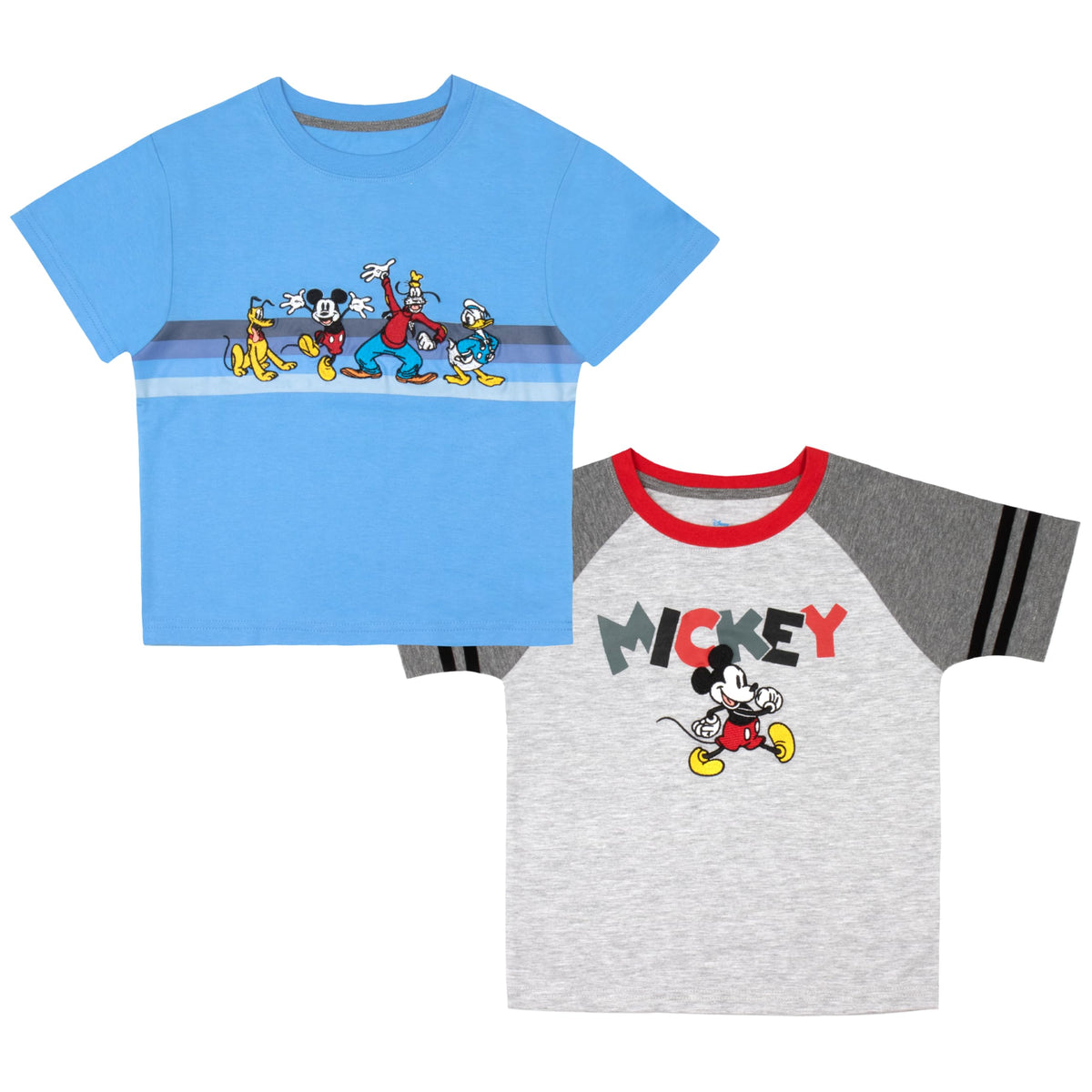 Disney Mickey Mouse Boys 2 Pack T Shirt Short Sleeve Kids Size 4 Blue Grey