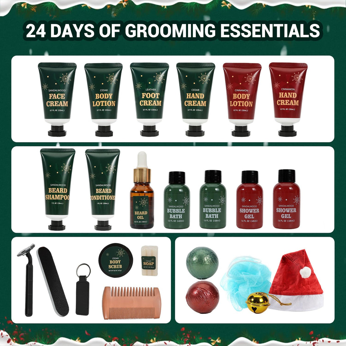 Advent Beauty Calendar 2025 Men Beard Care Skincare 24 Day Christmas Countdown