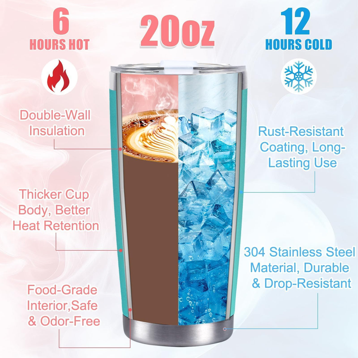 CUPLOOV Pregnant Blue Tumbler 20oz Insulated Cup with Lid & Straw