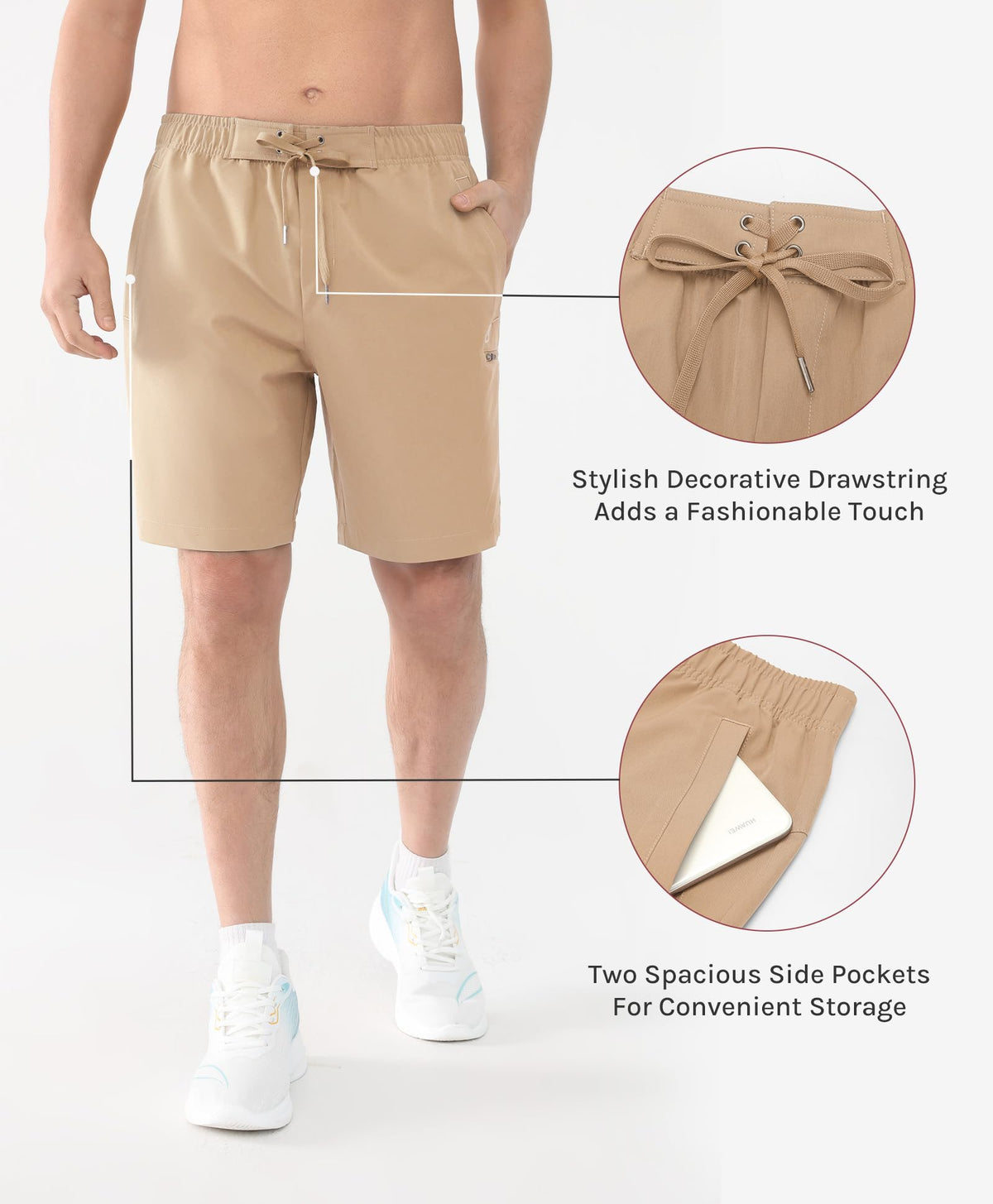 Cosmolle Hiking Cargo Shorts Quick Dry Stretch Lightweight Brown Size M