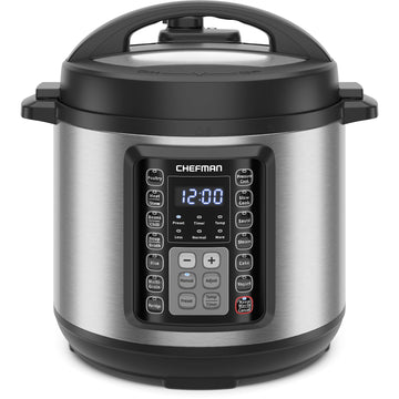Chefman 13-in-1 Electric Pressure Cooker, 6-Quart Multicooker with Touchscreen Controls, Slow Cooker, Steamer, Sauté, Soup, Chili, Delay Start & Keep Warm, Stainless Steel