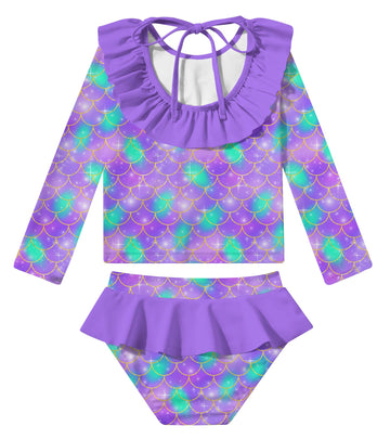 RAISEVERN Girls 2-Piece Mermaid Swimsuit Rash Guard Set A-mermaid-01 Size 3T