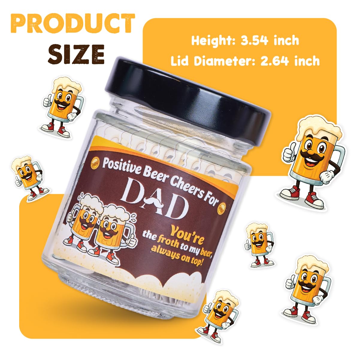 SOLMAY Funny Beer Cheers Gift Jar with 60 Uplifting Messages for Dad 0.5
