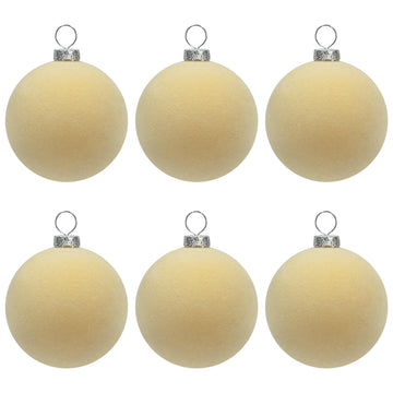 KI Store Beige Velvet Christmas Balls Ornaments 6pcs 2.36in Party Decor
