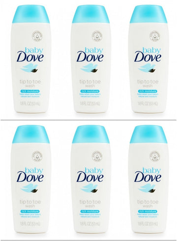 Baby Dove Body Wash Tip To Toe Sensitive Moisture 1.8 Oz Travel Size (Pack Of 6)