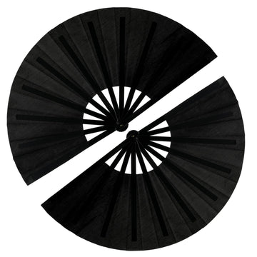 GeGeYa 13inch Large Rave Fan Foldable Hand Fans Black 2 Packs