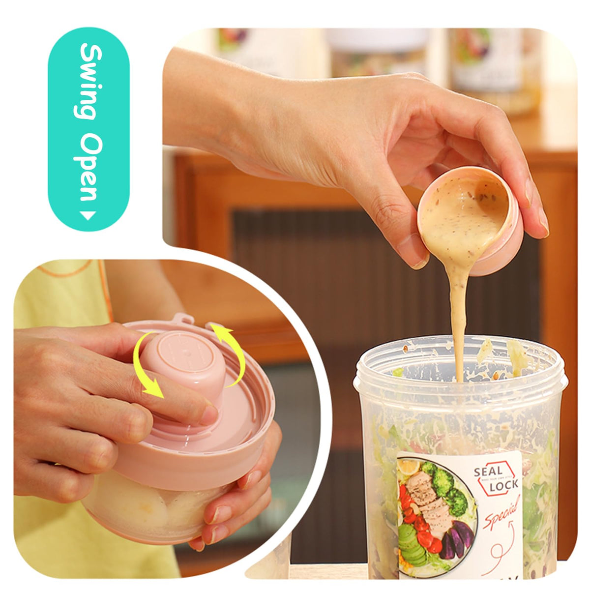 Kendyy 2 Pack Leak Proof Overnight Oats Container with Spoon Green