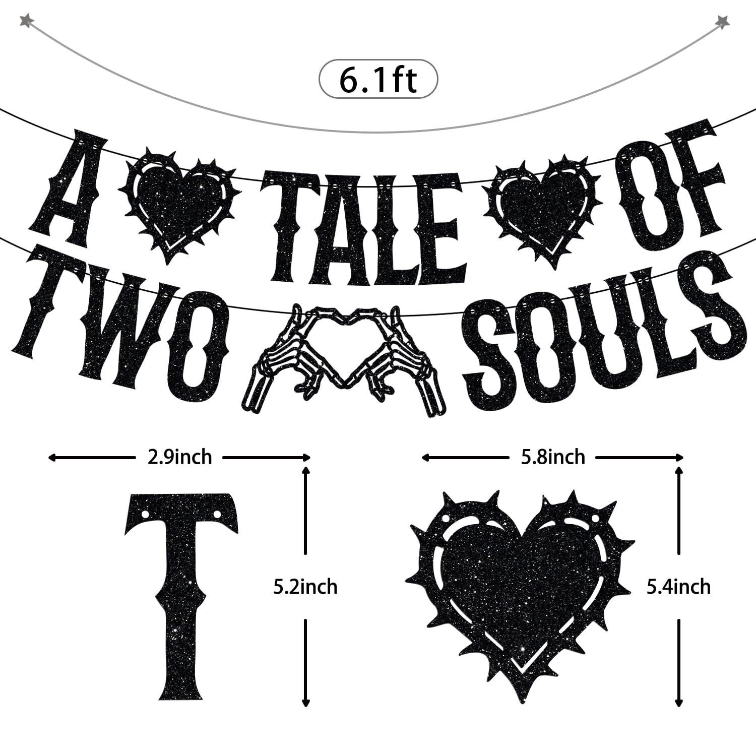 LOVELY BITON A Tale of Two Souls Halloween Wedding Banner Black Paper