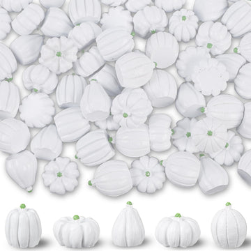 winemana Mini Pumpkins Fall Decorations 80 Pack White Resin Small