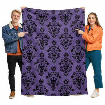 Zadaling Haunted House Halloween Throw Blanket Fleece Cozy 40x50 Purple Black