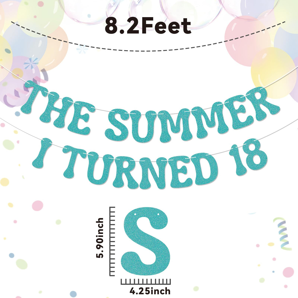 Nesinpa The Summer I Turned 18 Banner Blue Glitter 18th Birthday Party