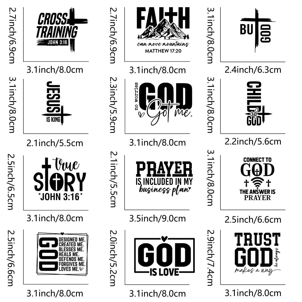 Amazingxy 9Pcs Religious Iron-On Decals DIY Heat Transfer Stickers