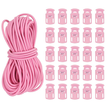 PATIKIL 10 Yard Elastic Bungee Cord & Cord Lock, Pink, 25 Pack
