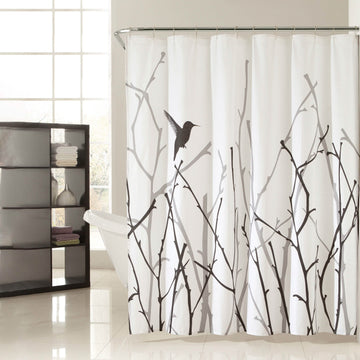 72x72" Bird Branches Polycotton Spa Bath Shower Curtain