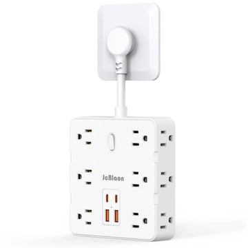 16-in-1 Power Strip – 12 AC Outlets & 4 USB Ports, White