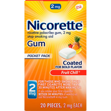 Nicorette® Nicotine Gum – Fruit Chill Flavor (2 mg Strength)