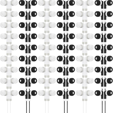 Kigeli 100 Pcs Kids Bulk Earbud Headphones for Classroom Student Wired Headphones in-Ear Earbud 3.5 mm Disposable Earphones Set for Kids Adult Class School Library Laptop (Grey Black)