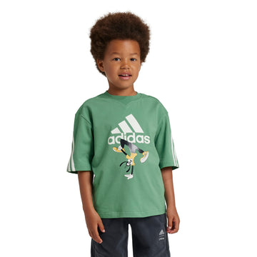 adidas Unisex Kids Disney Mickey Mouse T-Shirt Preloved Green/Off White