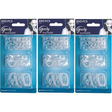 Goody Ouchless Multi Size Clear Polyband Hair Elastics - 250 Pcs