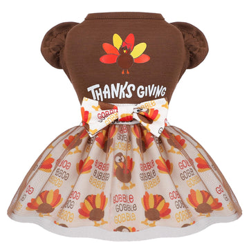 Sebaoyu Thanksgiving Dog Dress Brown Small Size